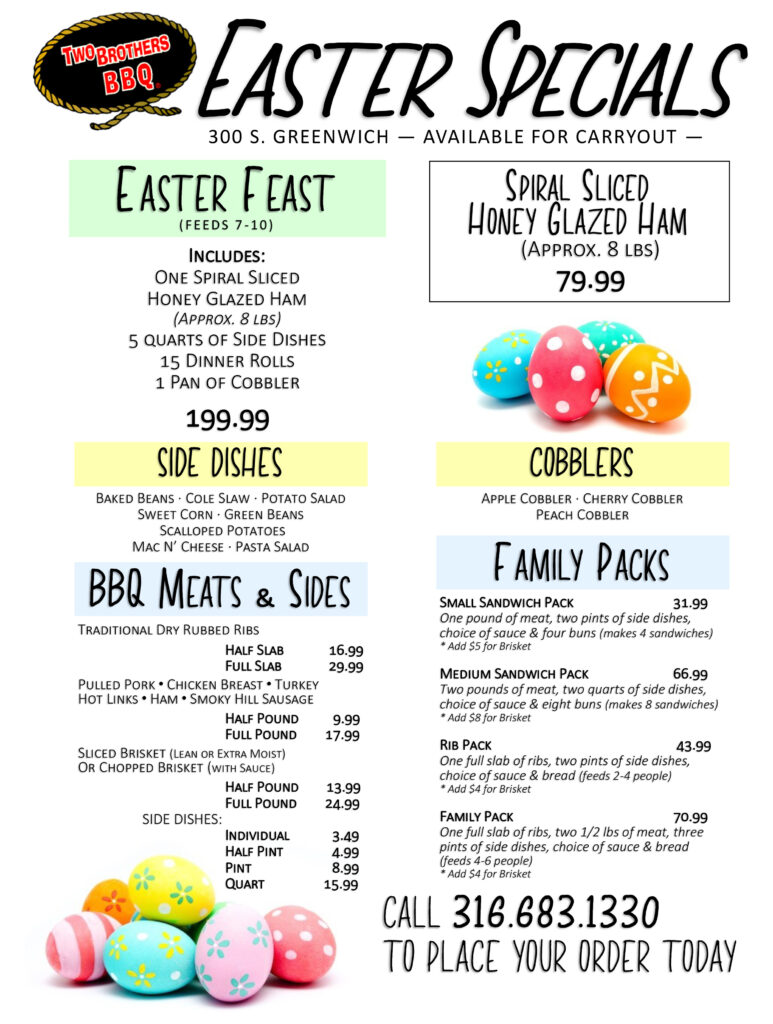 Two Brothers BBQ - Greenwich Easter Holiday Menu